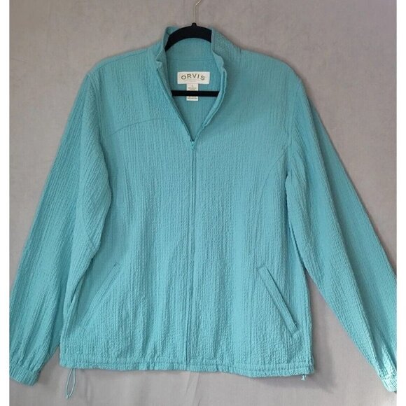 Orvis Lightweight Rayon Zip Jacket Women's Size Small Turquoise Outdoor Stretch - Picture 1 of 13